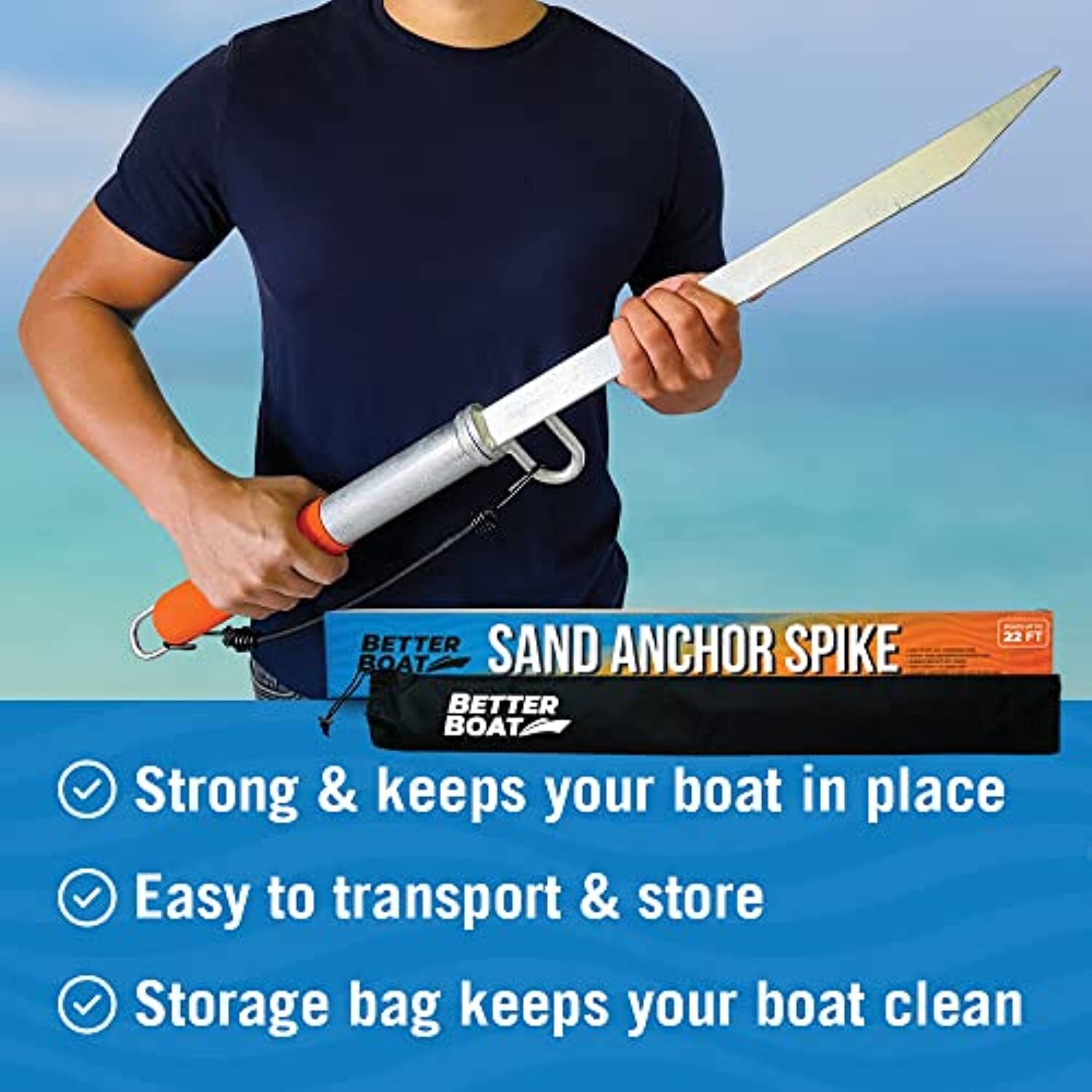 Sand Spike Boat Anchor Pole System Slide Stick Sand Boat Anchor for Boat - image 2
